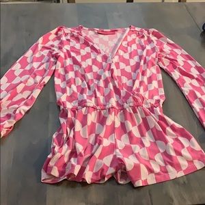 Pink and white romper